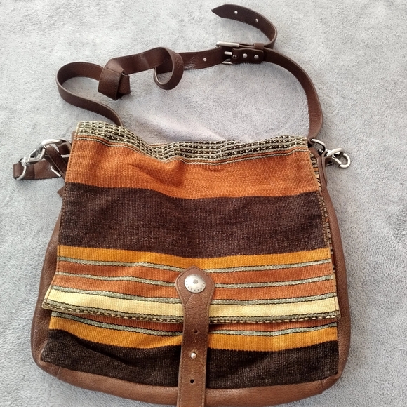 Ralph Lauren Handbags - Ralph Lauren Canvas Striped Leather Flip Massanger Crossbody Bag Unisex